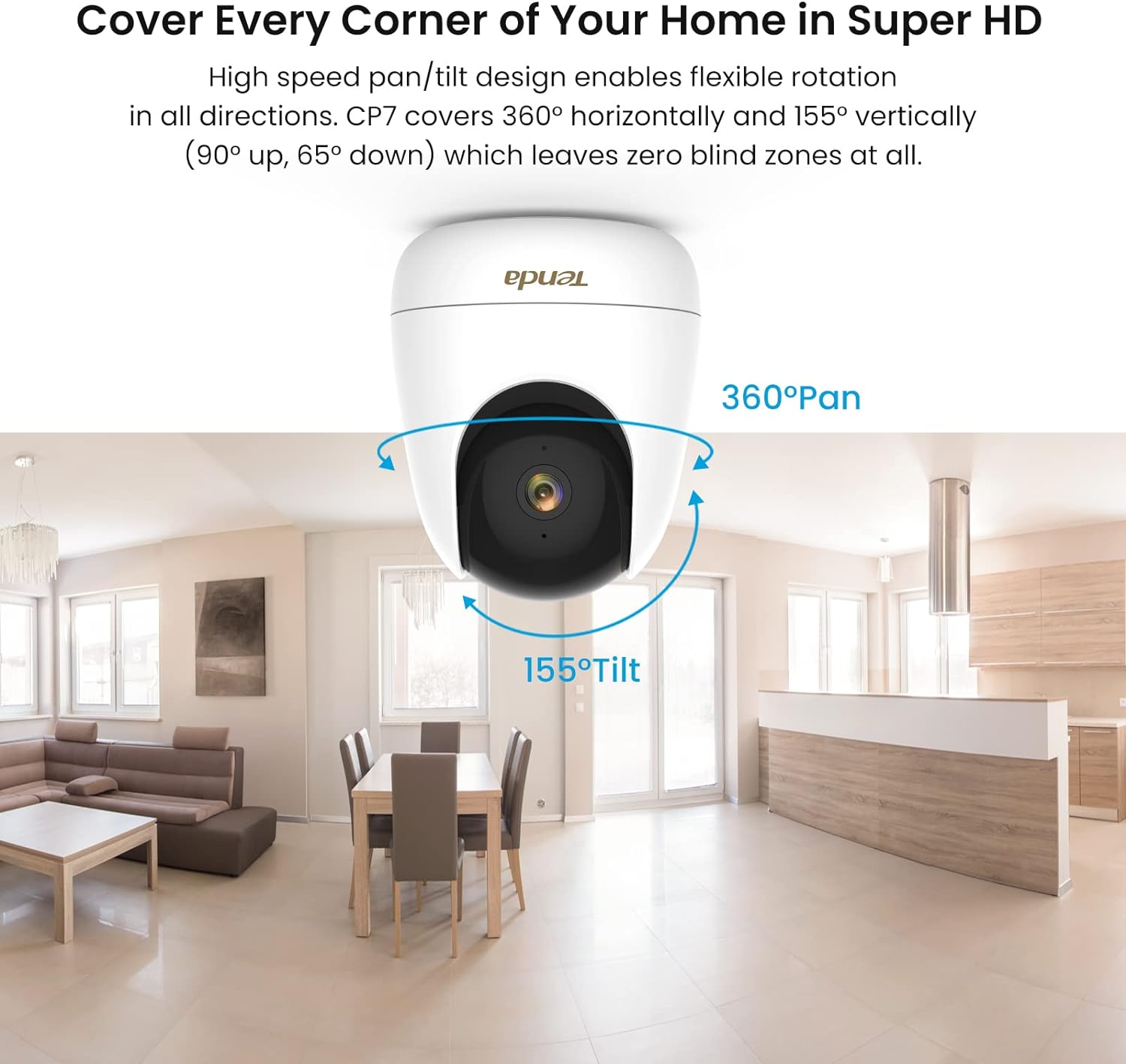 Tenda (CP7) Cameras for Home Security, 2.5K Indoor Camera WiFi Camera, 360° Pan Tilt WiFi Camera with Phone APP, 2-Way Audio, Night Vision, Smart Tracking, Human Detection, Cloud Storage Tenda (CP7) Cameras for Home Security, 2.5K Indoor Camera WiFi Camera, 360° Pan Tilt WiFi Camera with Phone APP, 2-Way Audio, Night Vision, Smart Tracking, Human Detection, Cloud Storage